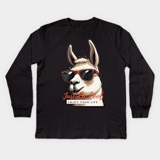 Just Be Cool Llama with Sunglasses Kids Long Sleeve T-Shirt